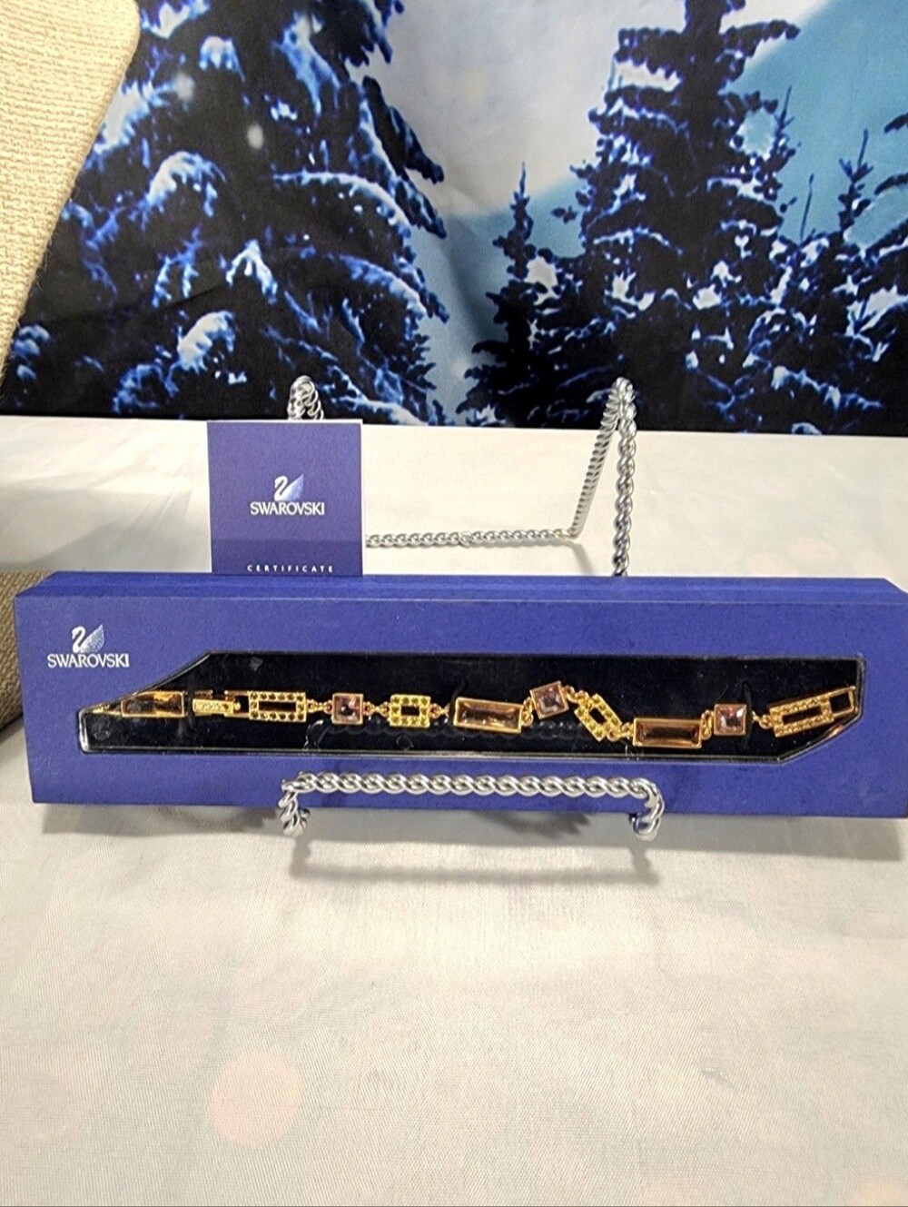 💎 SWAROVSKI Vintage Signed Crystal Tennis Bracelet W/Original Box Certificate
